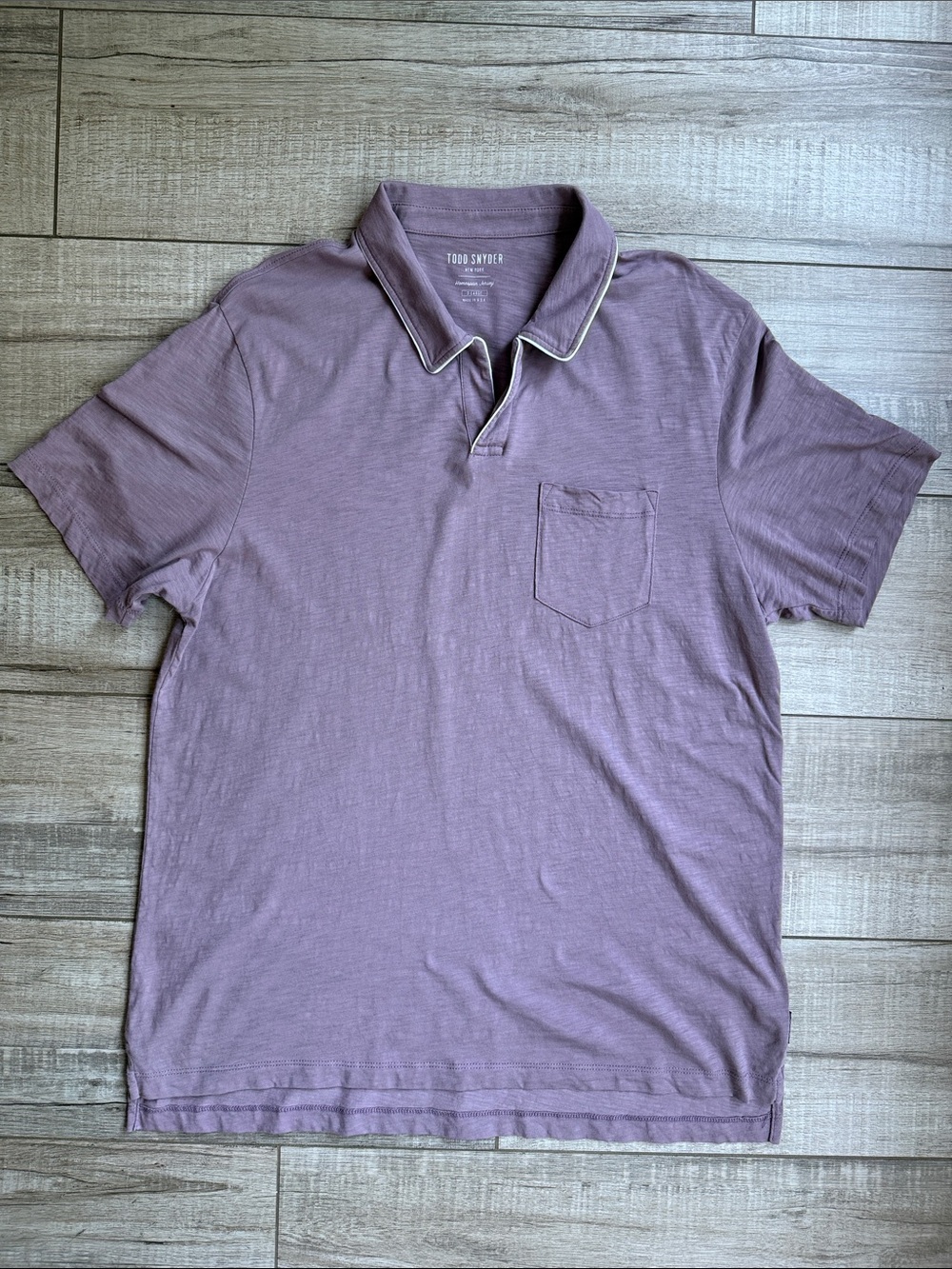 Todd Snyder NY Johnny Collar Polo XL Mauve Homespun Jersey Made in USA Tipped